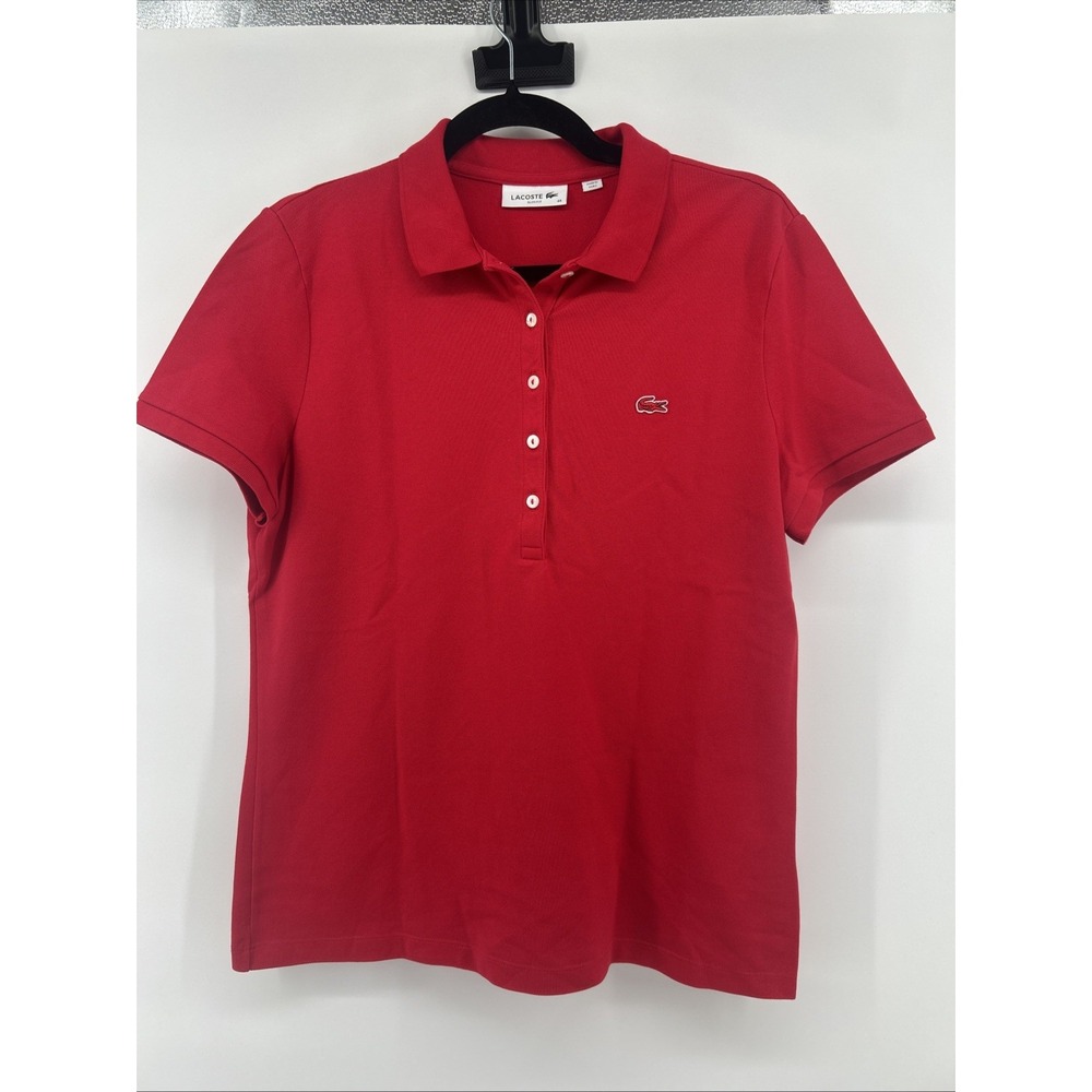 NWOT Lacoste Women's Short Sleeve Polo Shirt Dark Pink Size 44 (US 12) Preppy